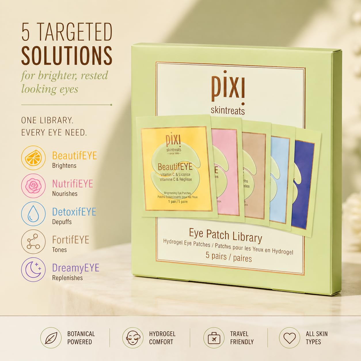 Pixi single-use sachets open displaying individual under-eye patches