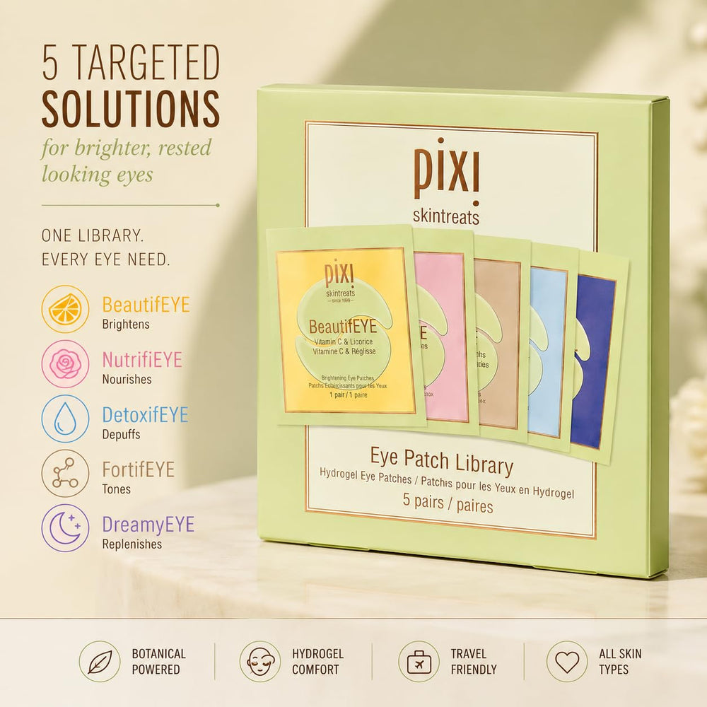 Pixi single-use sachets open displaying individual under-eye patches