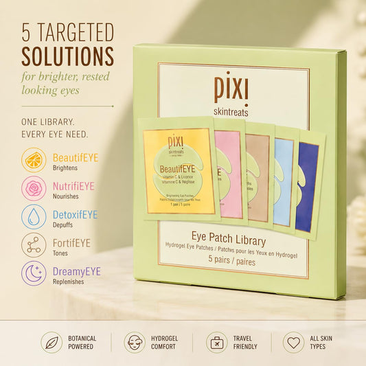 Pixi single-use sachets open displaying individual under-eye patches