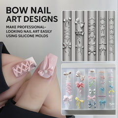 Pizadix finished bow charms applied on manicure creating cute accents