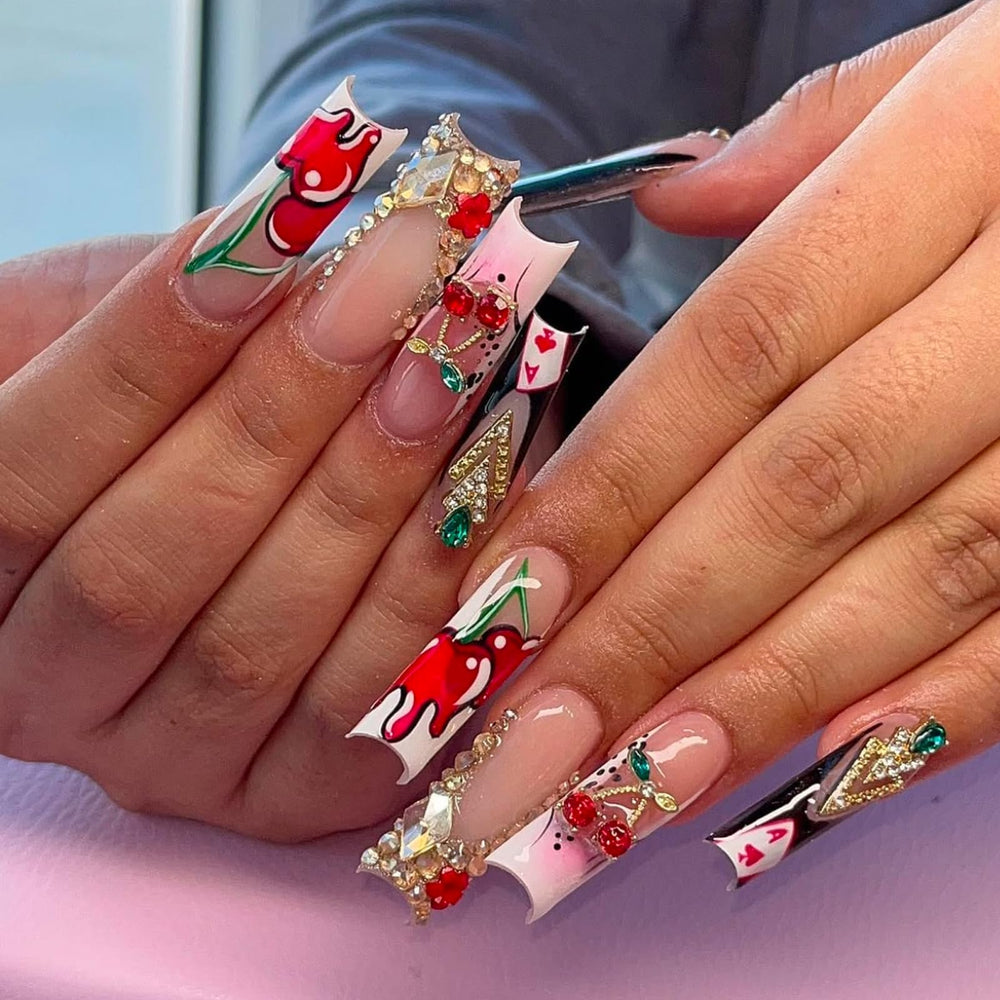 Pizadix charms applied on a nail tip demonstrating wearable detail