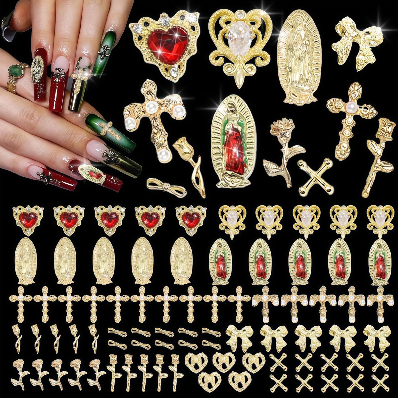 Pizadix front packaging showing 80pcs gold charms and neat storage benefit