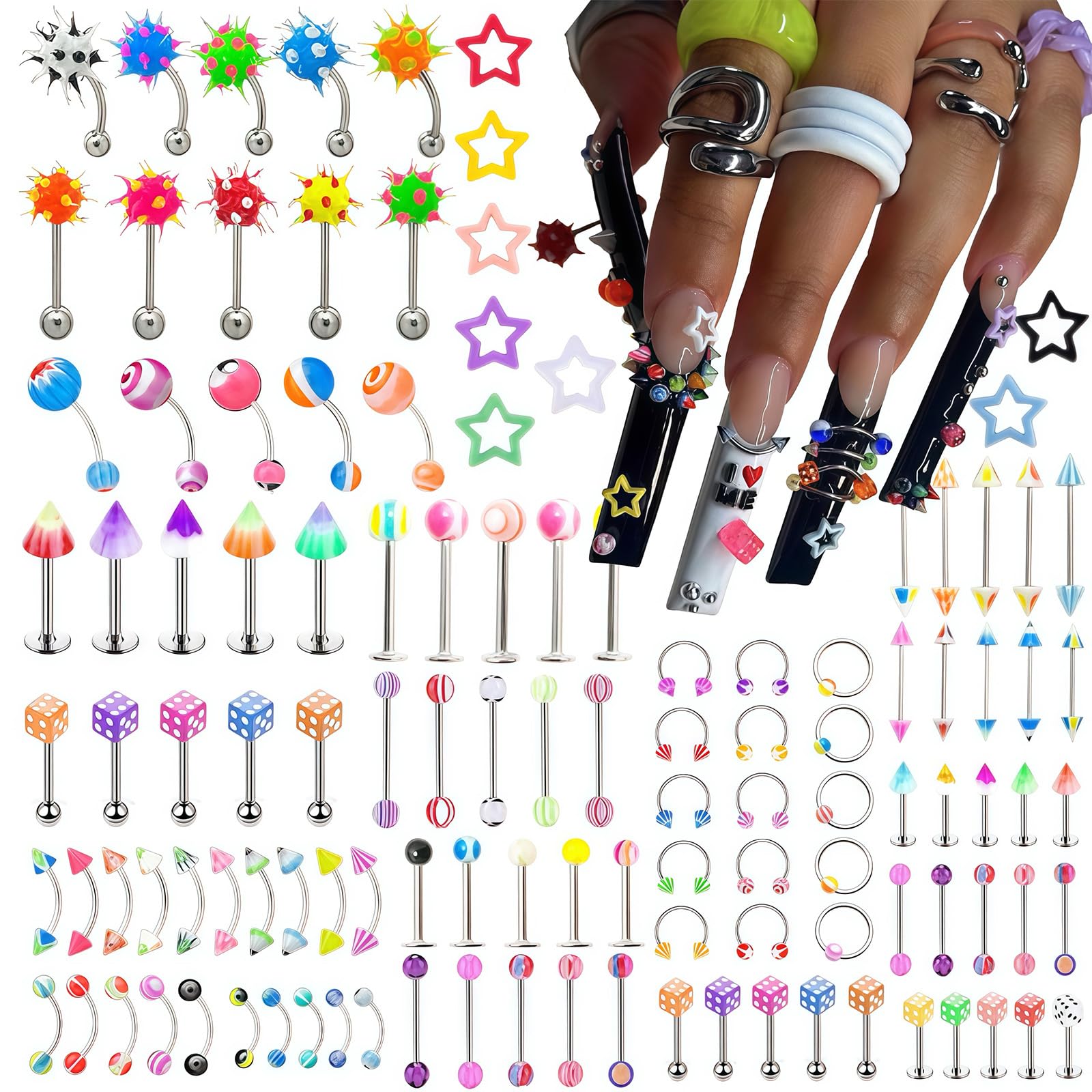 Pizadix front packaging showing full nail charm set and contents for easy selection