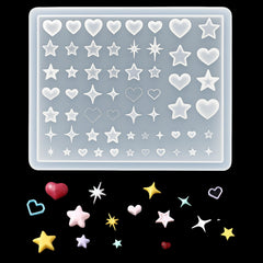 Pizadix front view mold showing hearts and stars, helps create matching nail pieces