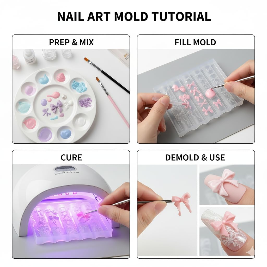 Pizadix filled molds with colored resin showing precise pour control