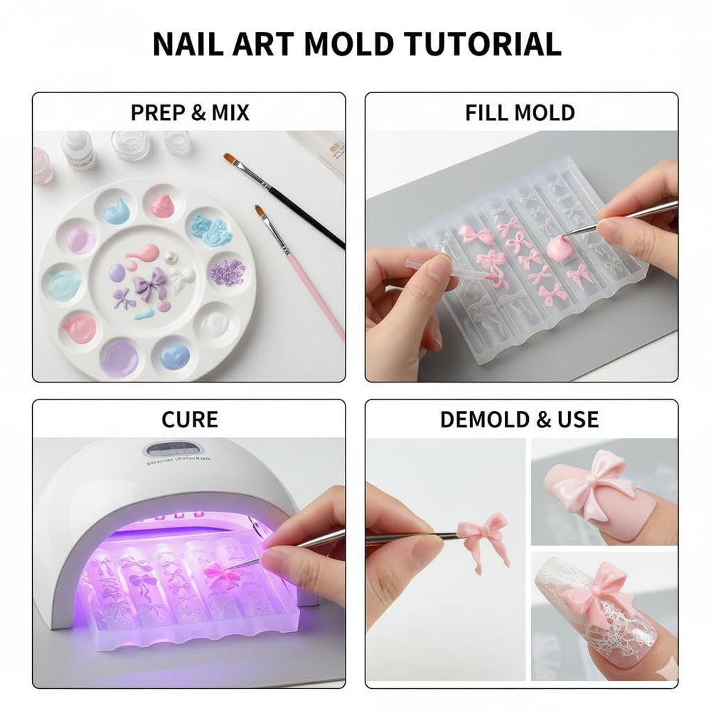 Pizadix filled molds with colored resin showing precise pour control