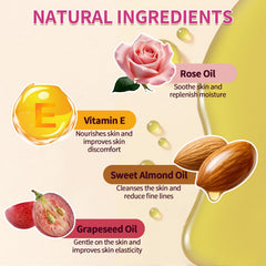 Pjordo vitamin E rose oil dropper detail showing lightweight texture for fast absorption