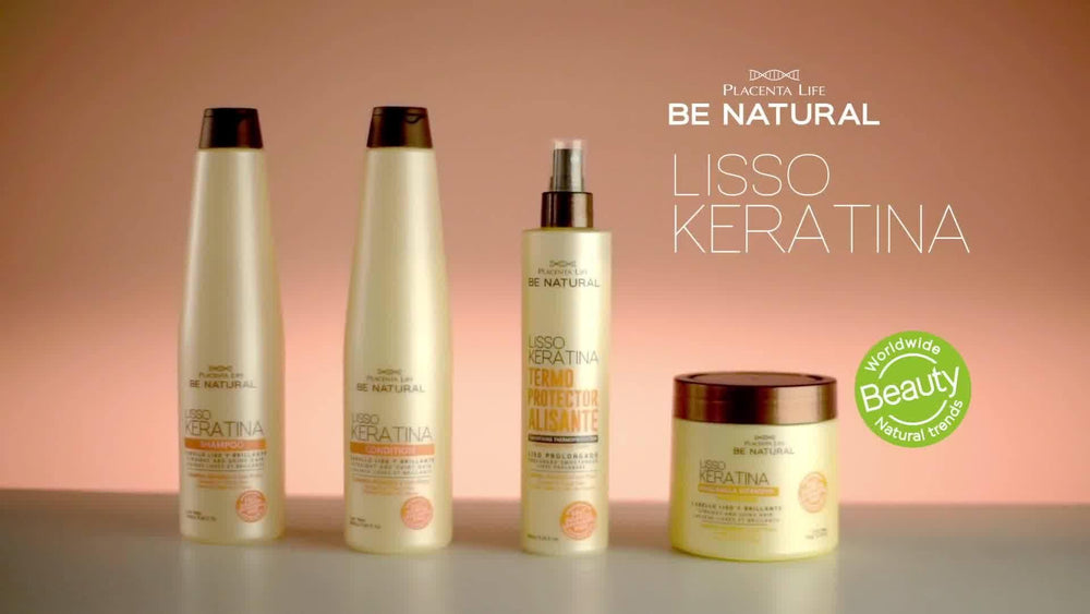 PLACENTA LIFE conditioner in bathroom being applied to hair demonstrating smoother, shinier finish