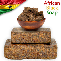 Plant Guru close-up of black soap texture highlighting its natural, handcrafted quality
