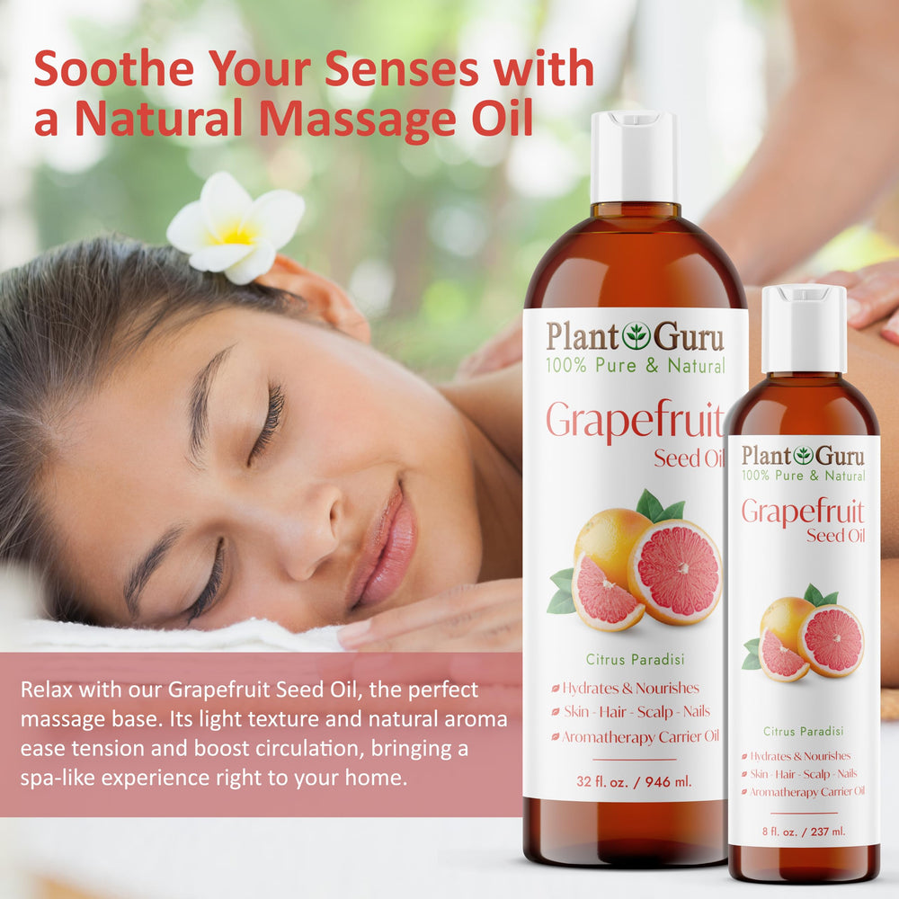 Plant Guru oil next to a measuring cup showing 4 fl oz scale for portion clarity