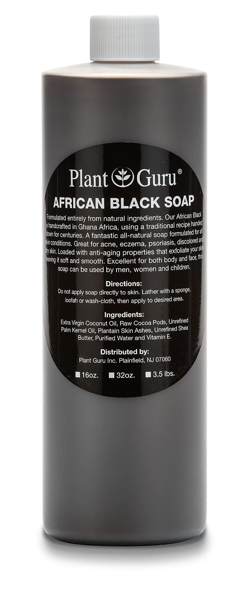 Plant Guru front bottle showing label and 16 fl oz size, clear brand visibility benefit