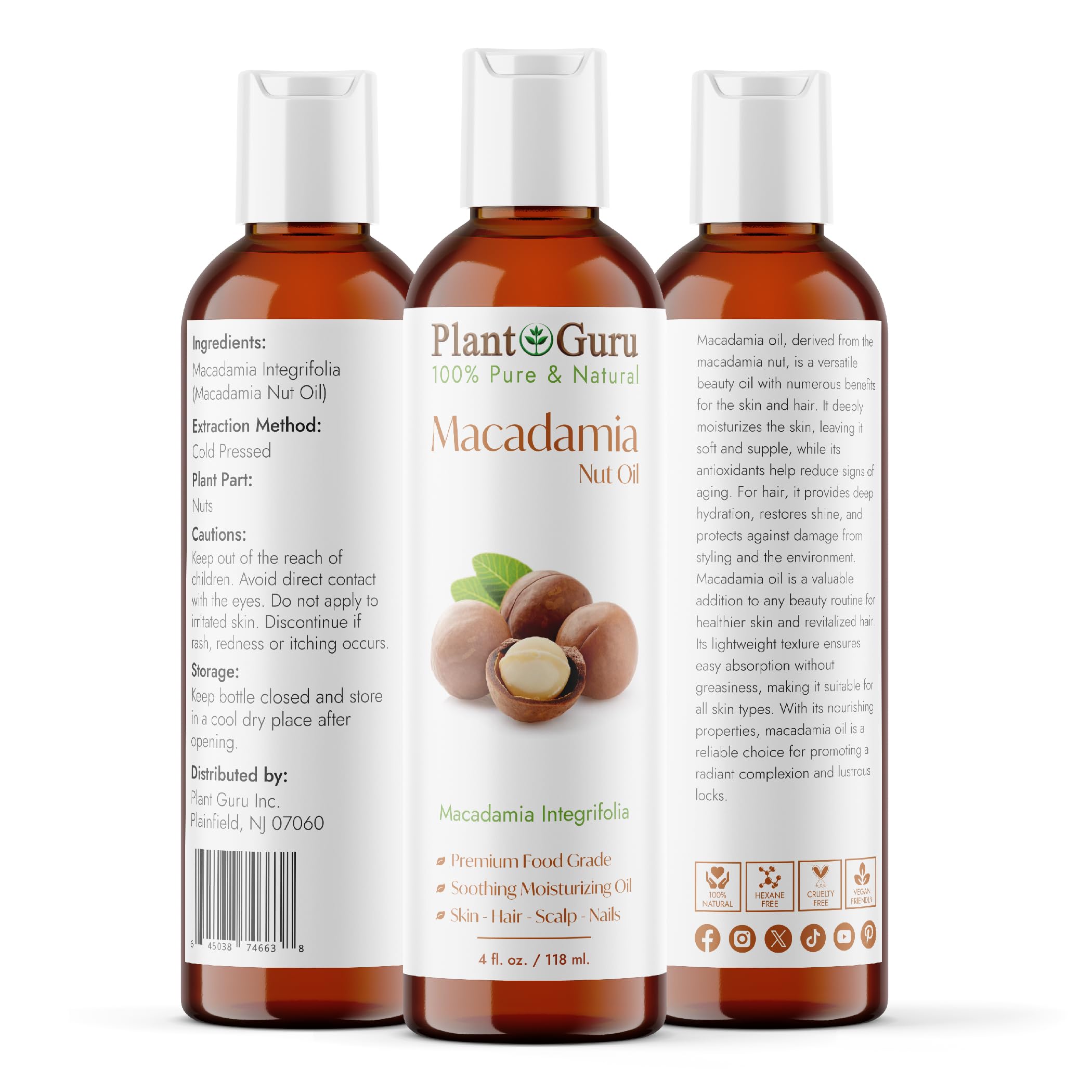 Plant Guru macadamia bottle top and cap detail for easy dispensing