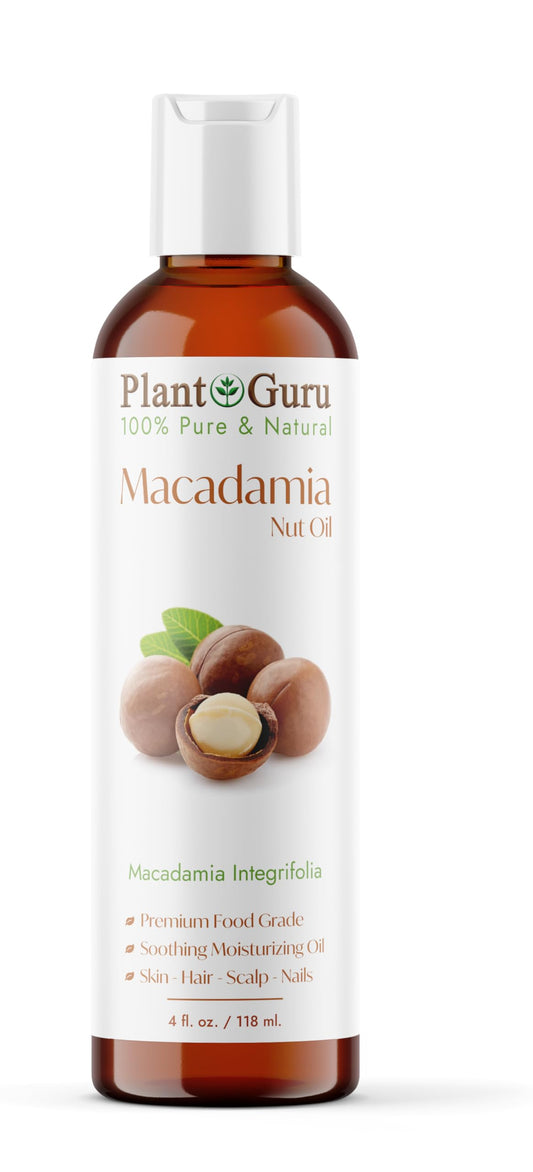 Plant Guru macadamia oil front packaging showing clean label and benefits