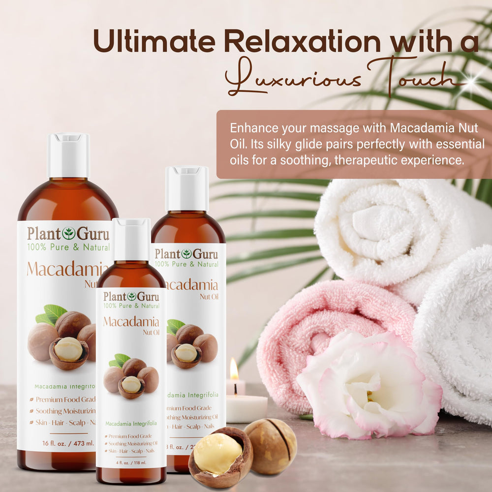 Plant Guru macadamia oil on hand demonstrating quick skin hydration benefit