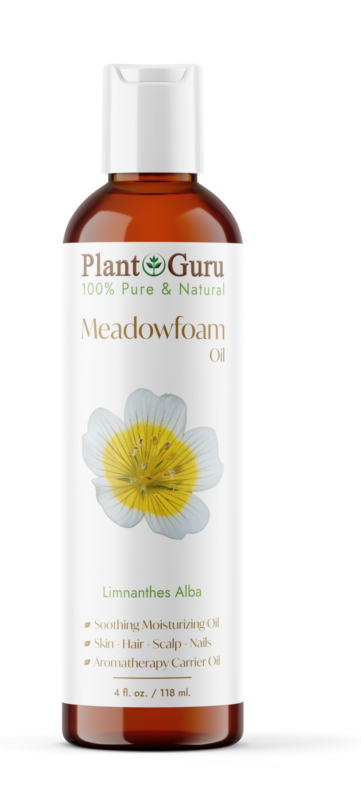 Plant Guru meadowfoam oil bottle front view showing packaging and capacity