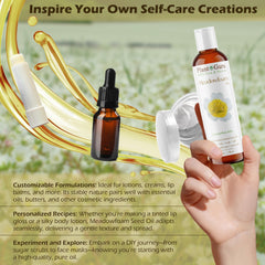 Plant Guru meadowfoam oil applied to hair ends showing added shine benefit