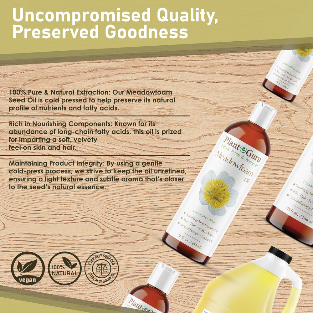 Plant Guru meadowfoam oil drop on skin showing lightweight texture and absorption