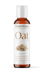 Plant Guru oat oil front bottle showing label and 2 fl. oz size, highlights purity
