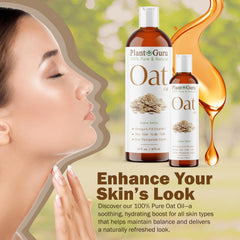 Plant Guru oat oil applied to hair ends to reduce frizz and add subtle shine