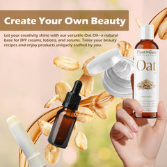 Plant Guru oat oil with oat kernels, showing natural single-ingredient source