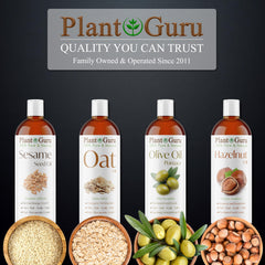 Plant Guru oat oil on bathroom shelf in lifestyle setting, suggests everyday use