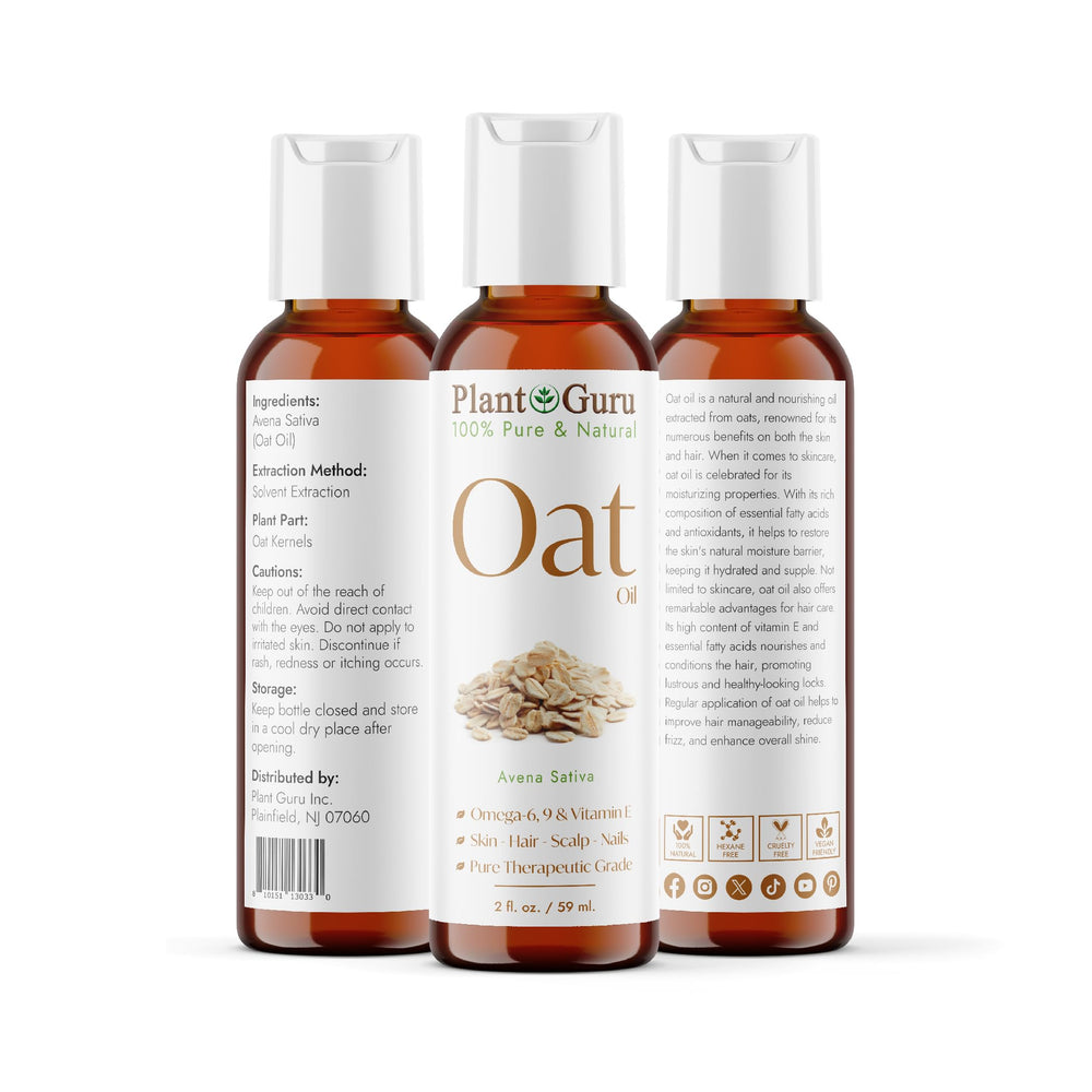 Plant Guru oat oil pouring texture close-up, shows lightweight smooth consistency