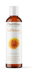 Plant Guru safflower oil front packaging showing bottle and benefits