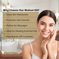 Plant Guru walnut oil being smoothed into hair ends for added shine and manageability