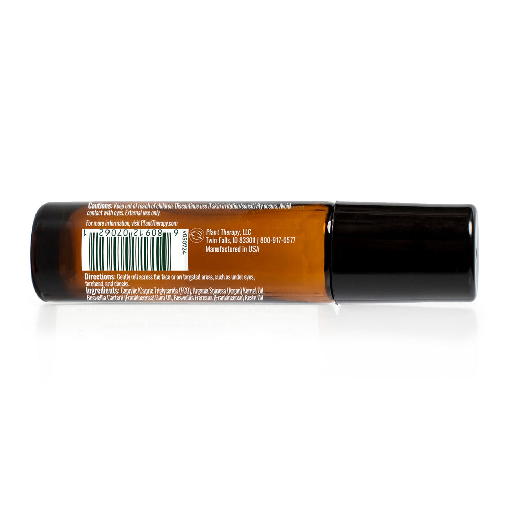 Plant Therapy argan nuts and frankincense resin showing botanical sources and nourishing benefits