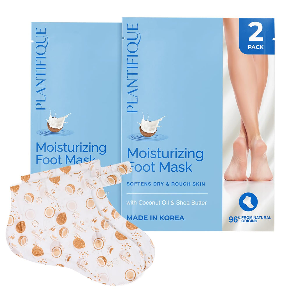PLANTIFIQUE front packaging showing two pairs and benefits for hydrated feet