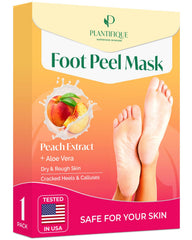 PLANTIFIQUE front packaging showing peach peel mask and benefits