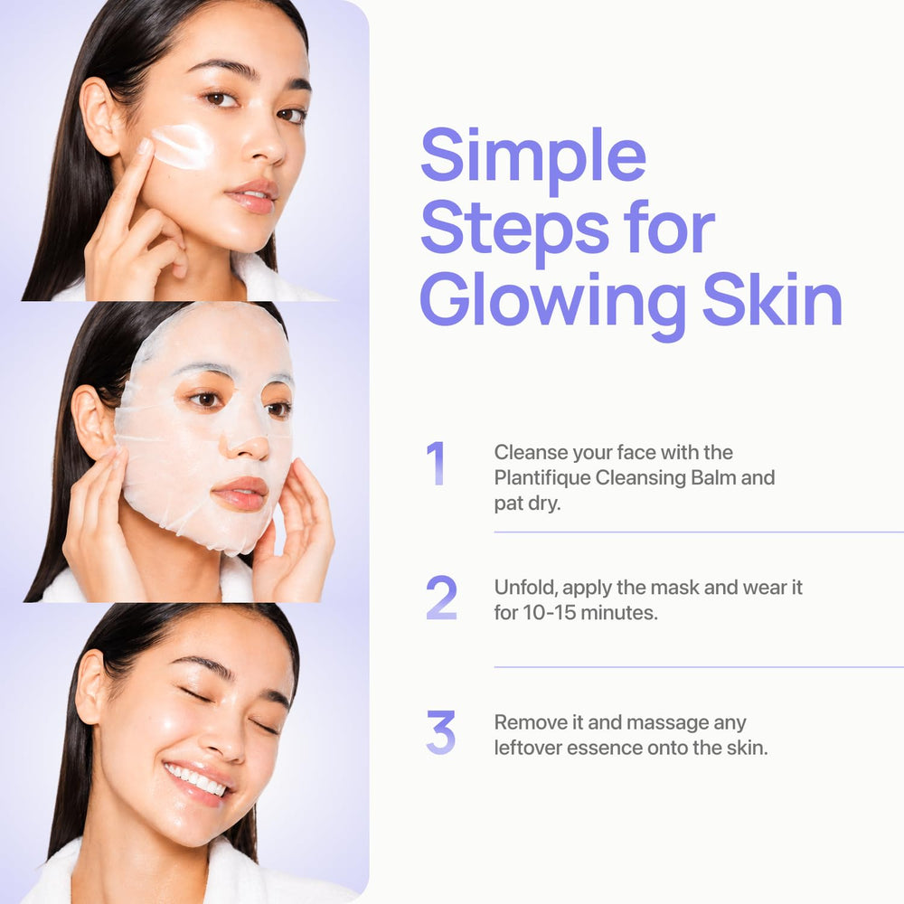 PLANTIFIQUE mask beside a hand to show size and easy at-home use