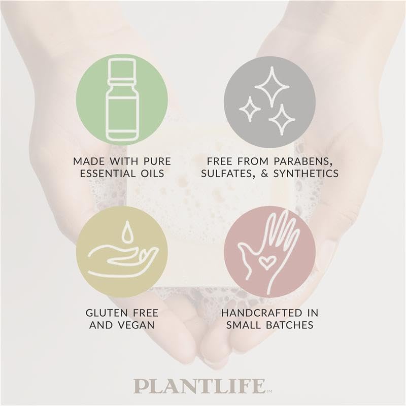 Plantlife soap held in hand for size comparison and travel-friendly benefit