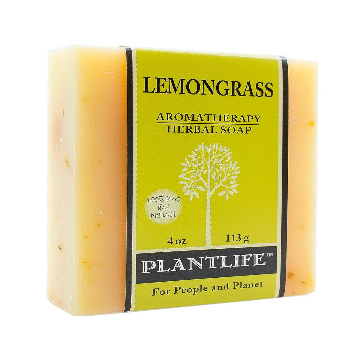 Plantlife lemongrass bar soap front view showing natural texture and fresh scent