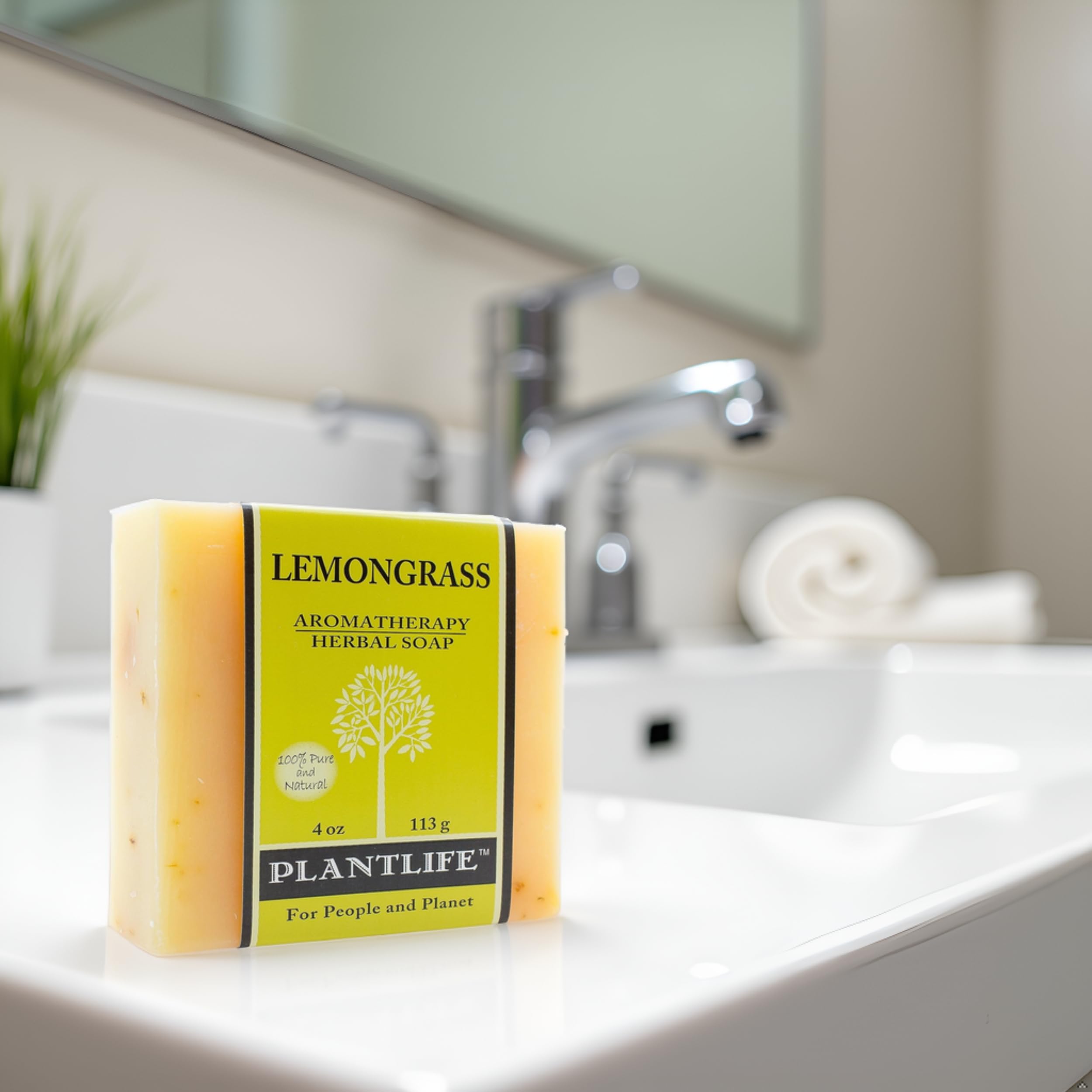 Plantlife lemongrass bar wrapped packaging highlighting handcrafted quality