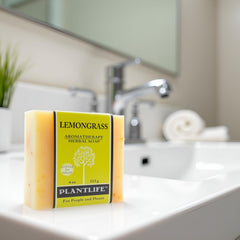 Plantlife lemongrass bar wrapped packaging highlighting handcrafted quality