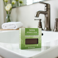 Plantlife neem bar side view and weight label highlighting 4.5 oz bar size