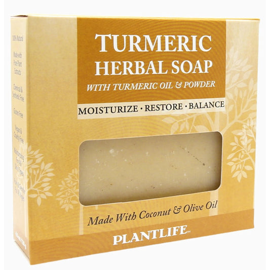 Plantlife turmeric bar soap front packaging showing clean label and organic ingredients benefit