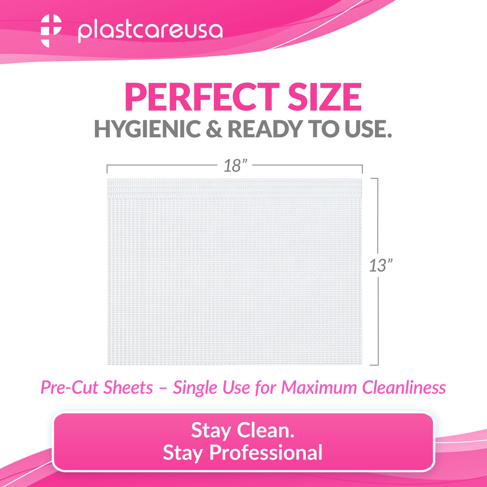PlastCare USA mat beside hand showing 13x18 size for scale benefit