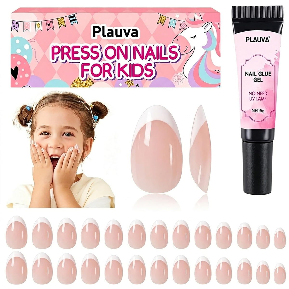 Plauva front packaging showing French tip set and quick benefit