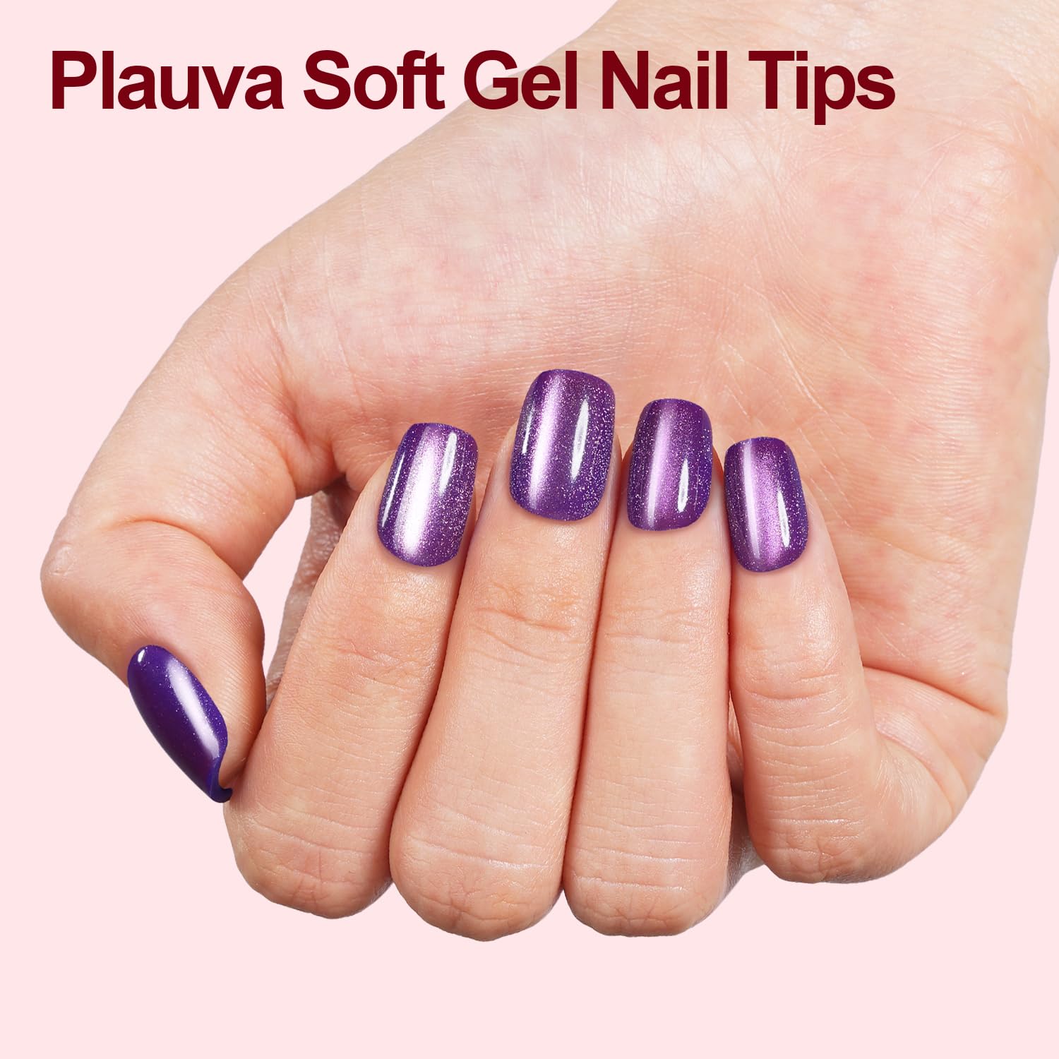 Plauva on hand model demonstrating short square fit and wearable elegance