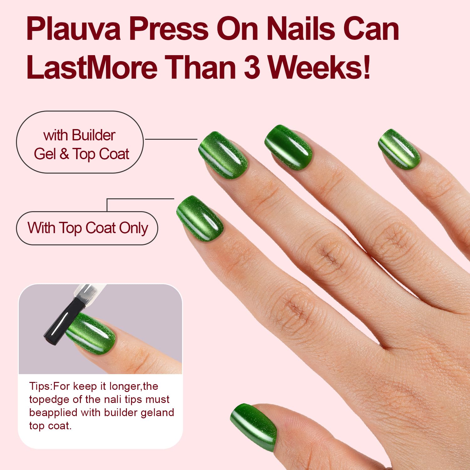 Plauva side view of thin rear edge showing snug cuticle-to-edge fit