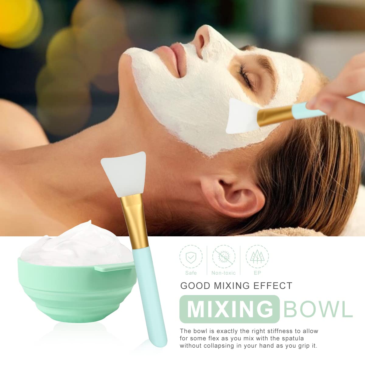 Plazuria kit in use applying a facial mask for a cleaner, neater routine