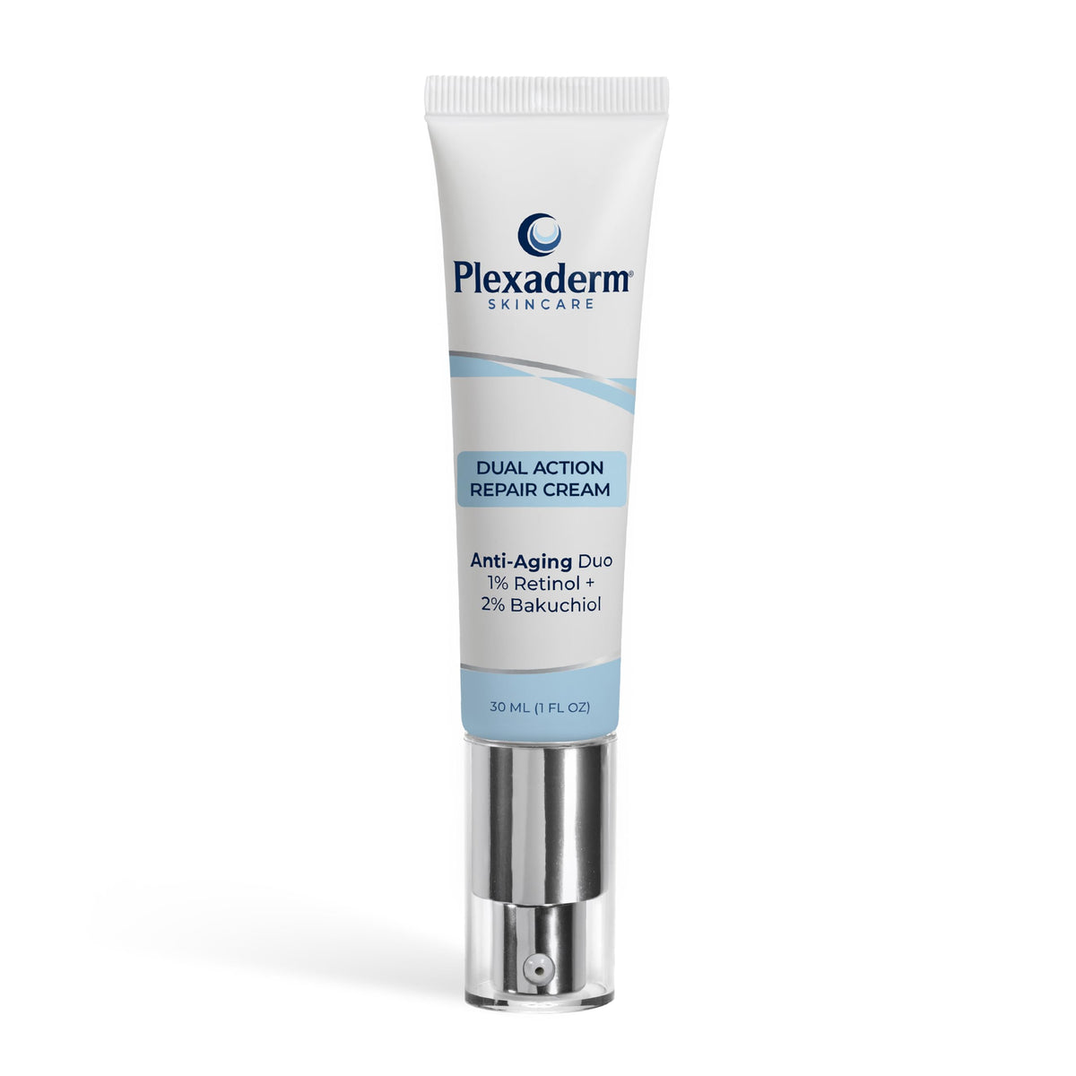 Plexaderm front jar showing neck cream and branding, promotes targeted anti-aging