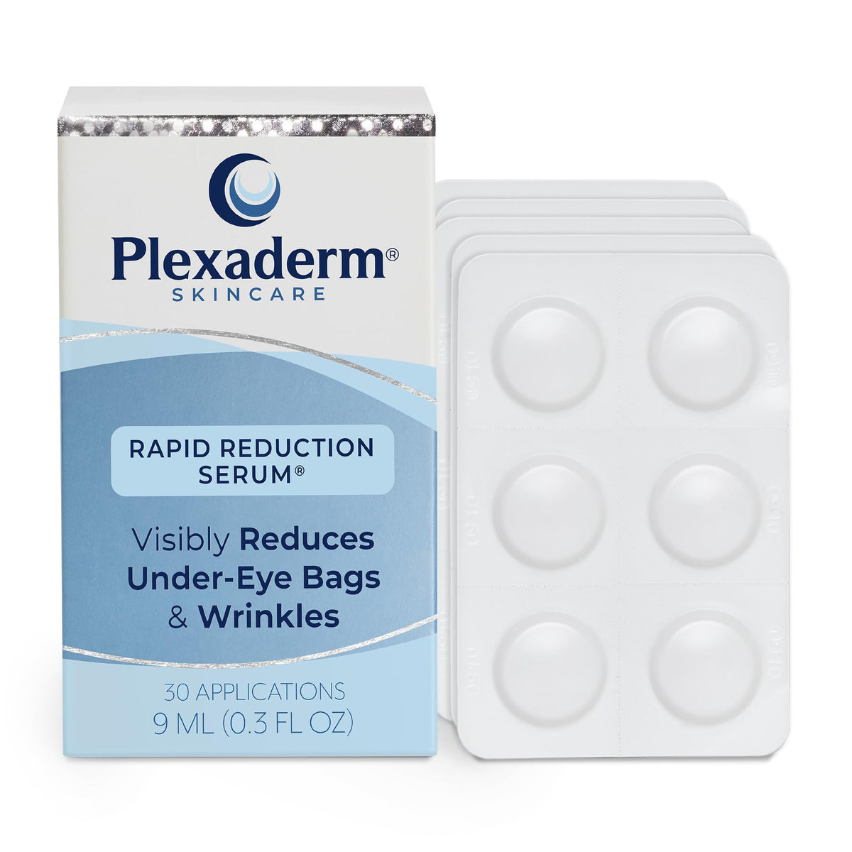 Plexaderm front packaging showing 30 single-use pods and benefits