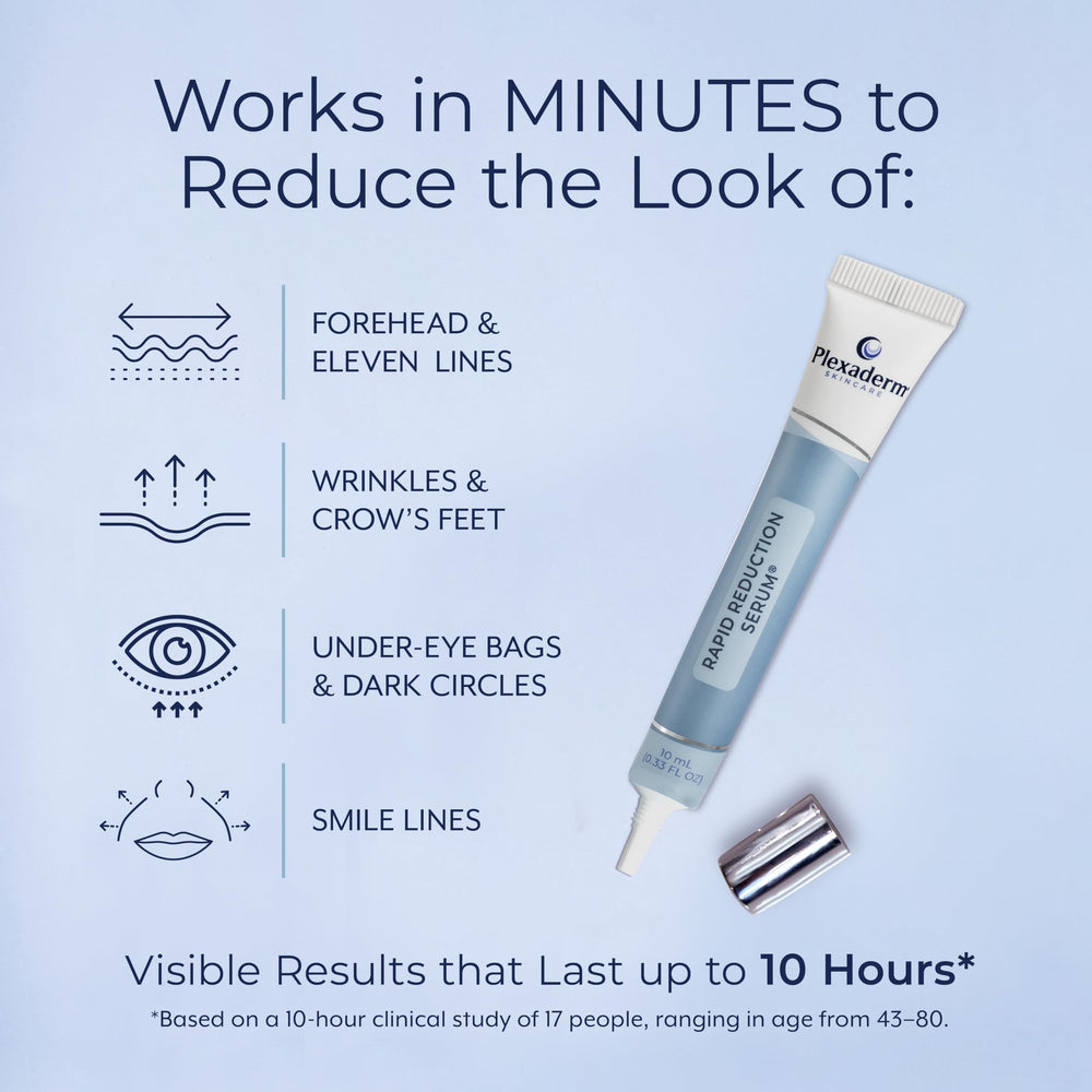 Plexaderm serum texture on fingertip highlighting smooth spreadability benefit