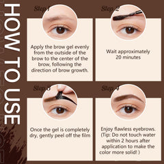 Plresen before and after brows showing fuller natural-looking tint and defined shape