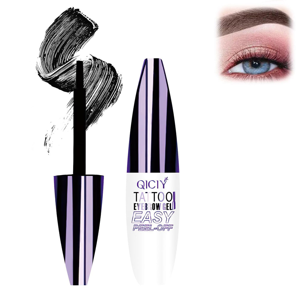 Plresen front packaging showing black eyebrow gel and compact tube benefit: travel-ready