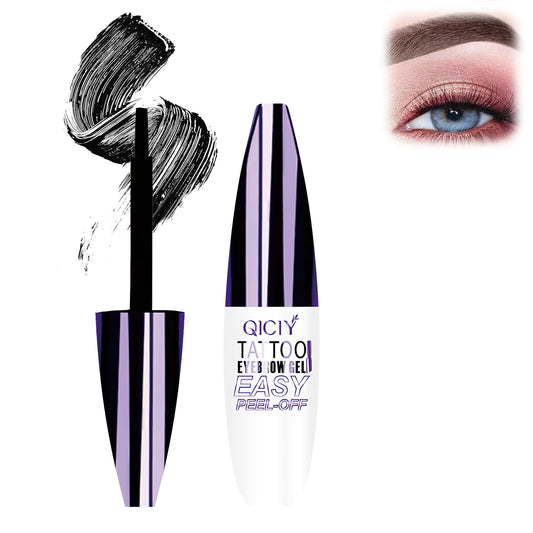 Plresen front packaging showing black eyebrow gel and compact tube benefit: travel-ready