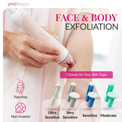PMD Beauty side profile of device highlighting controls and adjustable suction advantage